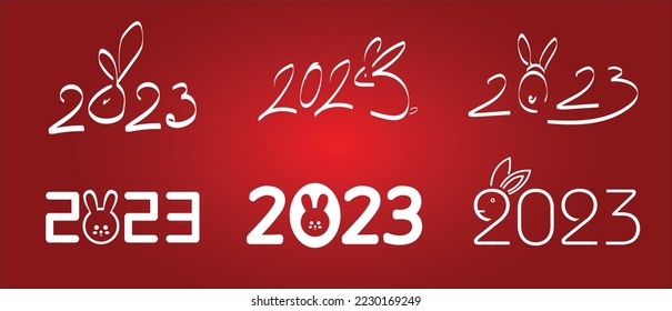 2023 Chinese new year. A rabbit on the number logo concept. Year of the rabbit