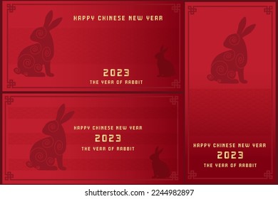 2023 Chinese new year. Year of the rabbit. red and gold