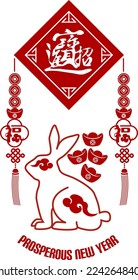 2023 Chinese Rabbit New Year. Translation: Prosperous new year.