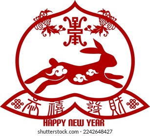 2023 Chinese Rabbit New Year. Translation: Happy New Year