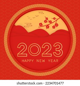  2023 Chinese Year red vector illustration poster