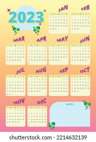 2023 Colorful Calendar. Bright, pastel, gradient, and lovely calendar. Universal calendar for you that can be adjusted according to your needs.