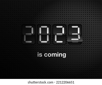 2023 is coming - new year flip countdown time remaining counter with half flipped from 2021 to next year digits - promo decoration