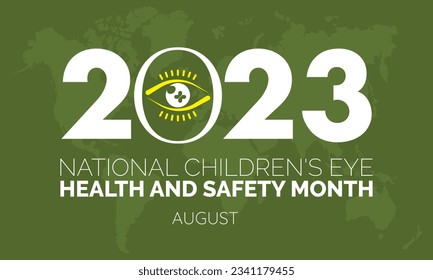 2023 Concept childrens eye health and safety Month vector design illustration. Eyesight concept for safety, care or children blindness