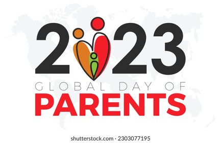 2023 Concept Global Day of Parents vector banner template illustration. Global family concept with love parents, child observed on june.
