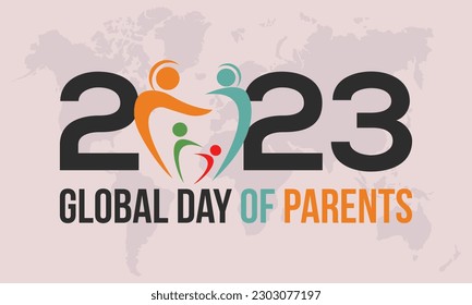 2023 Concept Global Day of Parents vector banner template illustration. Global family concept with love parents, child observed on june.