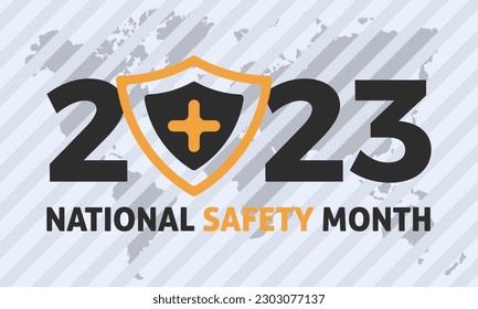 2023 Konzept National Safety Month. Internationale Straßenverkehrssicherheit, Vektorgrafik-Banner-Vorlage.