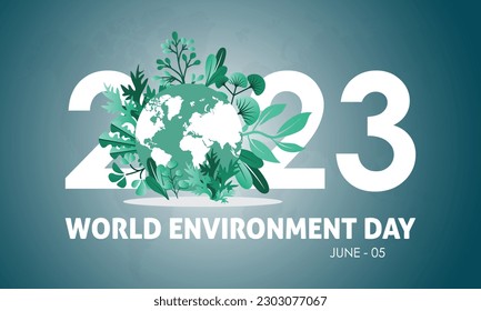 2023 Modelo de ilustración vectorial de protección de la ecología del Día Mundial del Medio Ambiente