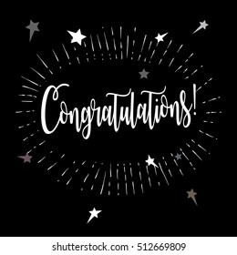 2023 Congratulations text retro banner Congratulations calligraphy vintage lettering Anniversary Birthday Vector inscription Calligraphy lines burst stars firework Academical, graduation, graduate hat