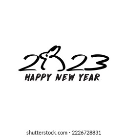 2023 Continuous one line drawing of a new year text. 2023 handwritten lettering. White background. Text for greeting card design. Vector sketch illustration