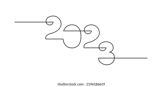 2023 decorative lettering  Continuous line drawing text for New Year greeting card  banner  calendar design  Vector illustration