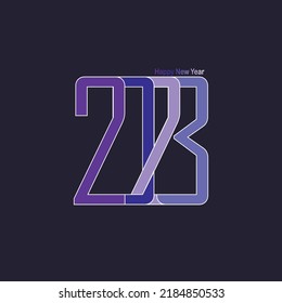 2023 Design-Hintergrund , minimalistisch elegant , einzeln auf Schwarz , Happy New Year 2023 Vektorgrafik, Typografie