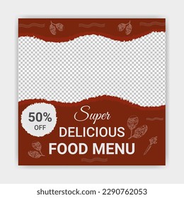 2023 Design concept for Restaurant Takeaway Menu Social media square template