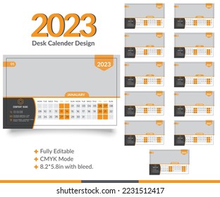 2023 Desk Calendar design. Editable desk calendar design for your business.