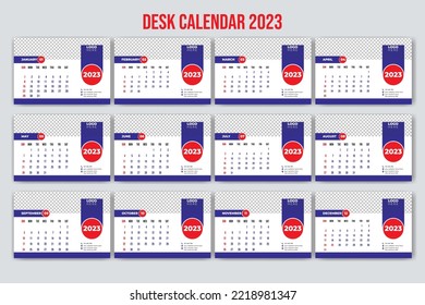 2023 Desk calendar modern colorful design template
