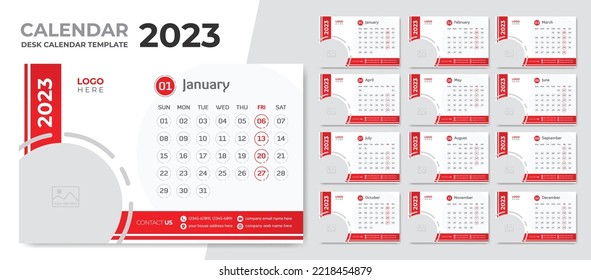 2023 Desk Calendar Round Creative Design Template