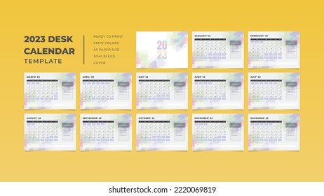 2023 desk calendar template with cover