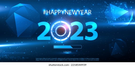 2023 digital futuristic technology sci fi background banner. Hitech communication concept innovation of new year background. 2023 digital futuristic digital innovation background. Vector illustration.