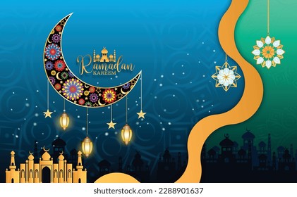 2023 Eid Mubarak greeting Card Illustration, ramadan kareem vector Wishing for Islamic festival for poster, background