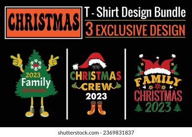 2023 Family Christmas, Christmas crew 2023, 2023 Christmas crew, Christmas T-shirt Design  Bundle.Ready to print for apparel, poster, and illustration. Modern, simple, lettering.

