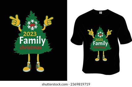 2023 Family Christmas, Christmas T-shirt Design. Ready to print for apparel, poster, and illustration. Modern, simple, lettering.