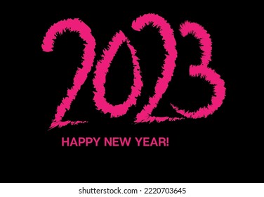 2023 Funky Paintcepillo Hizo Caligrafía. Textura de Año Nuevo VIP 2023. Diseño de tarjetas de Año Nuevo Feliz 2023. Noble Tarjeta de Invierno para la felicitación.  Cartel de feriado de invierno. Fondo del logotipo de Navidad.