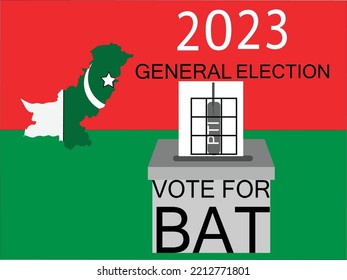 2023 General Election Text With Pakistani Map And Flag Wtih Pti Flag Background
