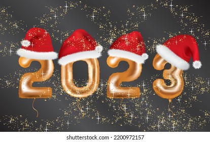 2023 golden foil balloon. vector