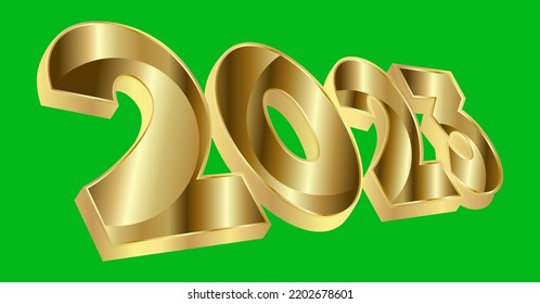2023 Golden numbers. design vector with green colors.