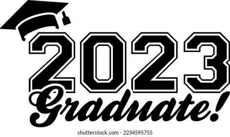 2023 Graduate Graduation design template, Car Window Sticker, POD, cover, Isolated Black Background
