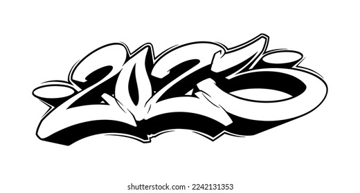2023 in graffiti style. Vector illustration template for your design
