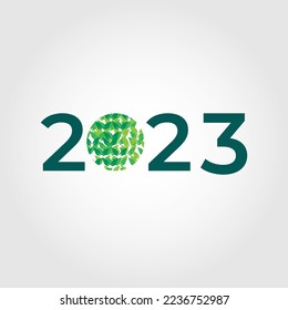 2023. Green number isolated on white bakcground