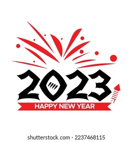 2023 Happy New Year Abstract Effect with white background
