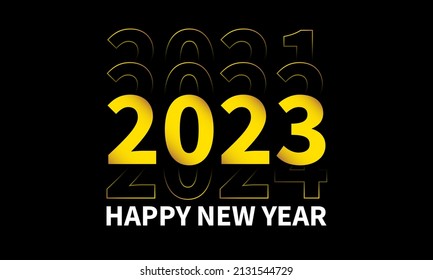 2023 Feliz Diseño de Antecedentes de Año Nuevo. Tarjeta de felicitación, cartel, afiche. Ilustración vectorial.