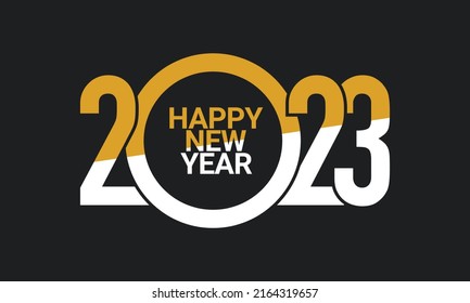 2023 Happy New Year Background Design. 2023 Happy New Year Lettering on Black Background. Vector Illustration.