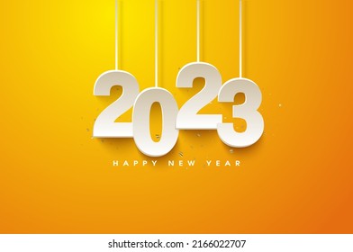 2023 happy new year background illustration with papercut numbers