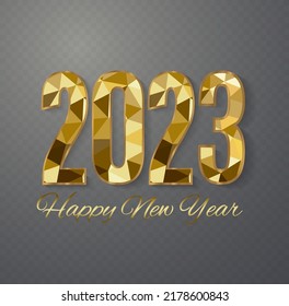 2023 Happy New Year background design. Postcard, banner, poster. Vector Illustration.Wishing you Happy New Year 2021 lines, handwritten lettering, typography, design, sparkling, gold, star.