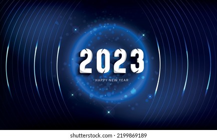 2023 Happy new year background blue led neon, christmas,card,dsign digital