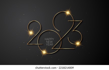2023 Frohe Hintergrunddesigns für das neue Jahr. Banner, Poster, Grußkarte. Vektorgrafik.