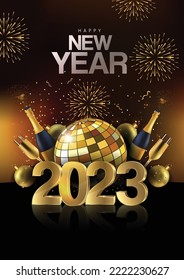 2023 Happy New Year Background for your Flyers and Greetings Card or new year themed party invitations	