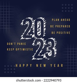 2023 Happy New Year Background Design. Greeting Card, Banner, Poster. Vector Illustration.