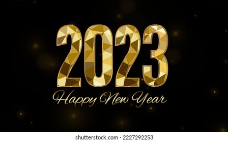 2023 Happy New Year background design. Postcard, banner, poster. Vector Illustration.Wishing you Happy New Year lines, handwritten lettering, typography, design, sparkling, gold, star.