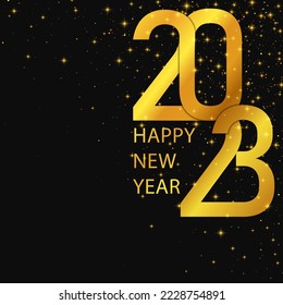 2023 Alles Gute zum Neujahr. Goldglanzzahlen. Vektorbanner