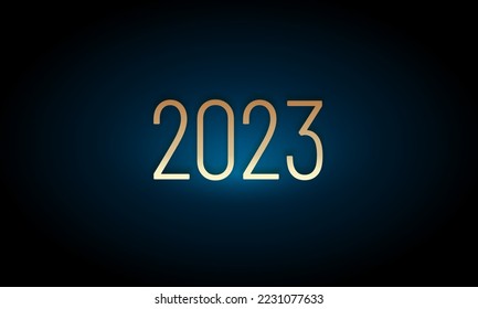 2023 Happy New Year Background Design. Greeting Card, Banner, Poster. Vector Illustration. 2023 Merry Christmas and Happy New Year Abstract shiny color gold wave design element 
