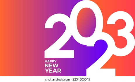 2023 HAPPY NEW YEAR BACKGROUND DESIGN VECTOR TEMPLATE. GRADIENT COLOR. GOOD FOR GREETING CARD, POSTER, BANNER, MODERN WEBSITE, WALLPAPER, COVER DESIGN 