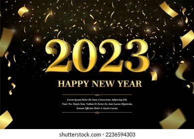 2023 Feliz Diseño de Antecedentes de Año Nuevo. Tarjeta de felicitación, cartel, afiche. Ilustración vectorial.