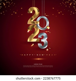 2023 Happy New Year Background red Design. Greeting Card, Banner