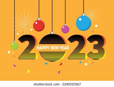 2023 Happy New Year Background Design with typography logo Vector Illustration.