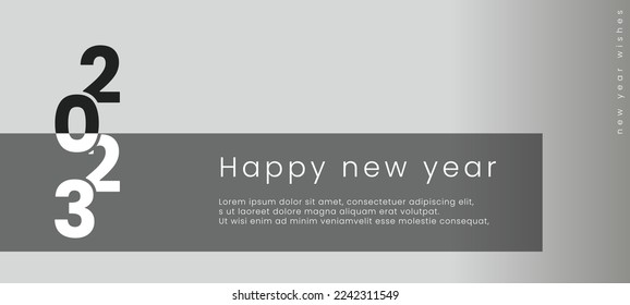 2023 Happy New Year Background Design Minimalist Black Colour Poster Vector Illustration