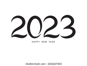 2023 happy new year black color vector, 2023 number design, 2023 year vector illustration,  Black lettering number template, typography logo, new year celebration, Holiday greeting card design
